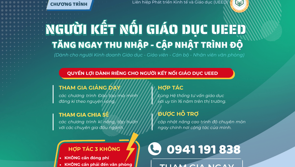 người kết nối giáo dục UEED - Tăng thu nhập - Cập nhật trình độ